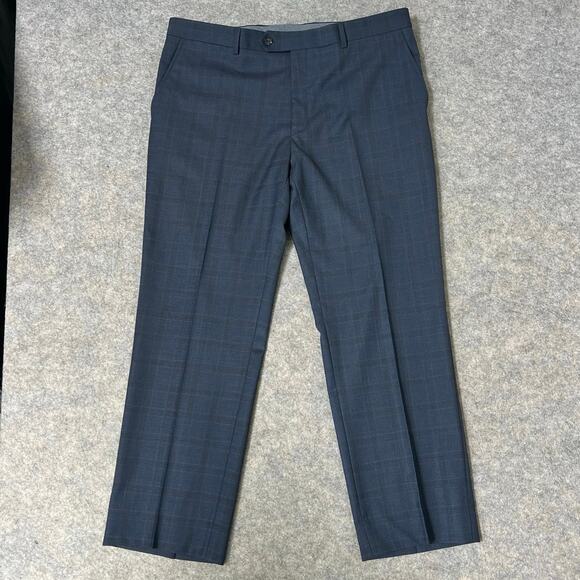 Tommy Hilfiger Men’s Blazer Suit Jacket & Pants Set Navy Blue Plaid Button Up - Picture 15 of 16